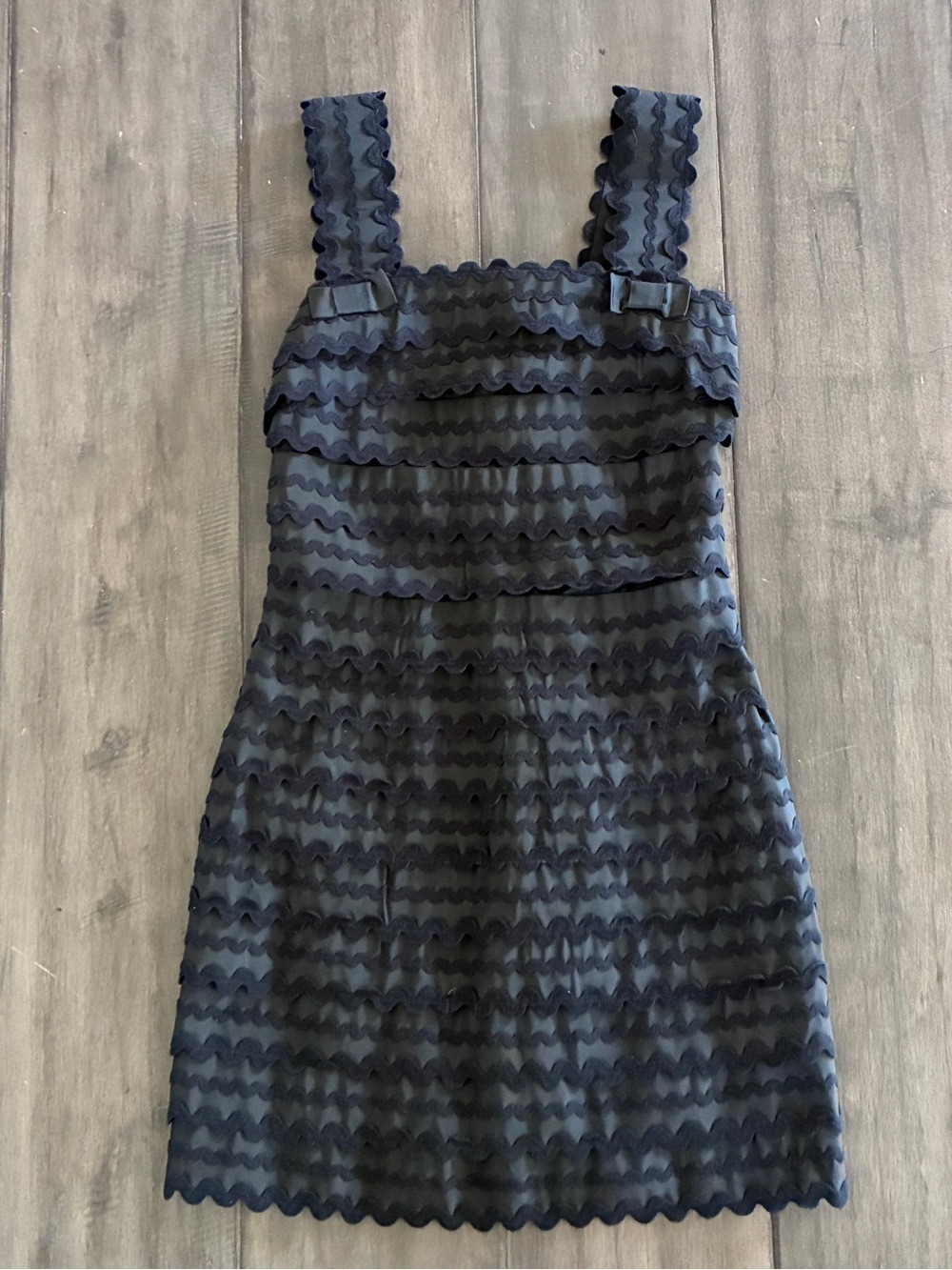 French Connection Racy Ric Rac Strappy Black Mini Dress - Size 2 - Picture 8 of 13